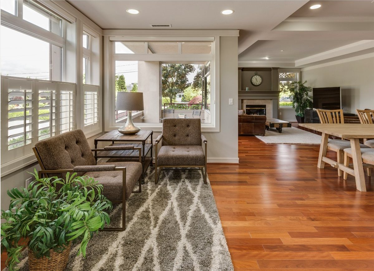 Bright, professionally photographed living room
